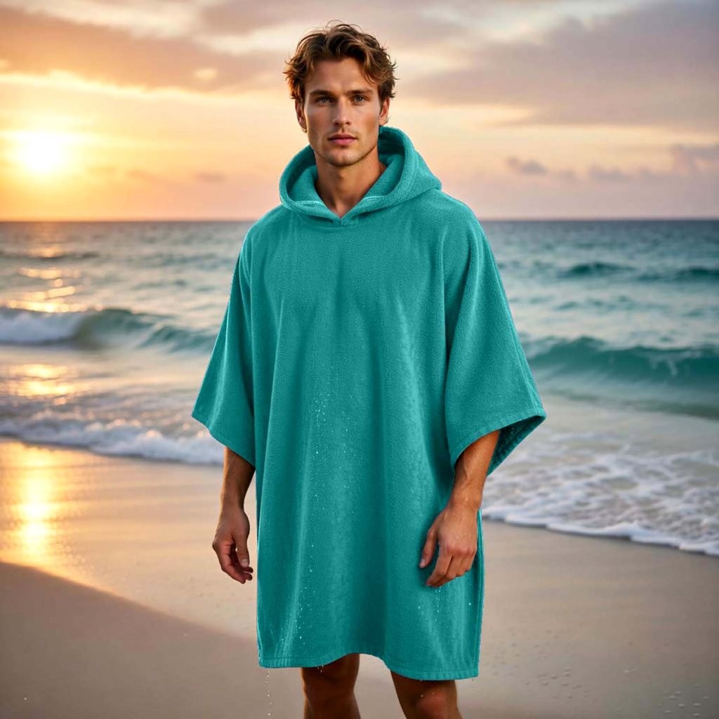 New Solid Colour Beach Poncho Towel – Sand Free Hooded Changing Robe - Image 16