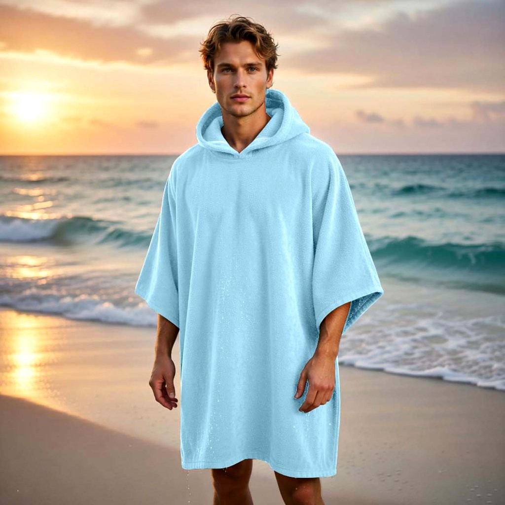 New Solid Colour Beach Poncho Towel – Sand Free Hooded Changing Robe - Image 19