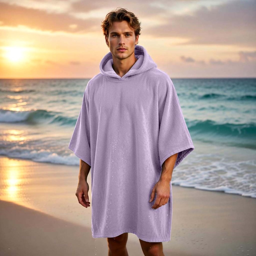New Solid Colour Beach Poncho Towel – Sand Free Hooded Changing Robe - Image 23