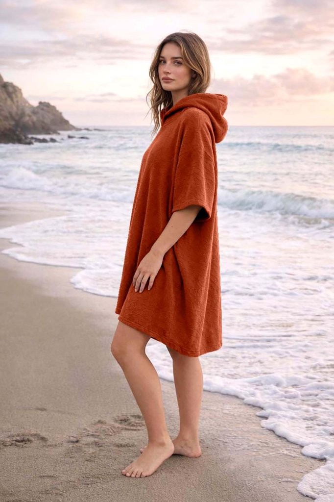 New Solid Colour Beach Poncho Towel – Sand Free Hooded Changing Robe - Image 27