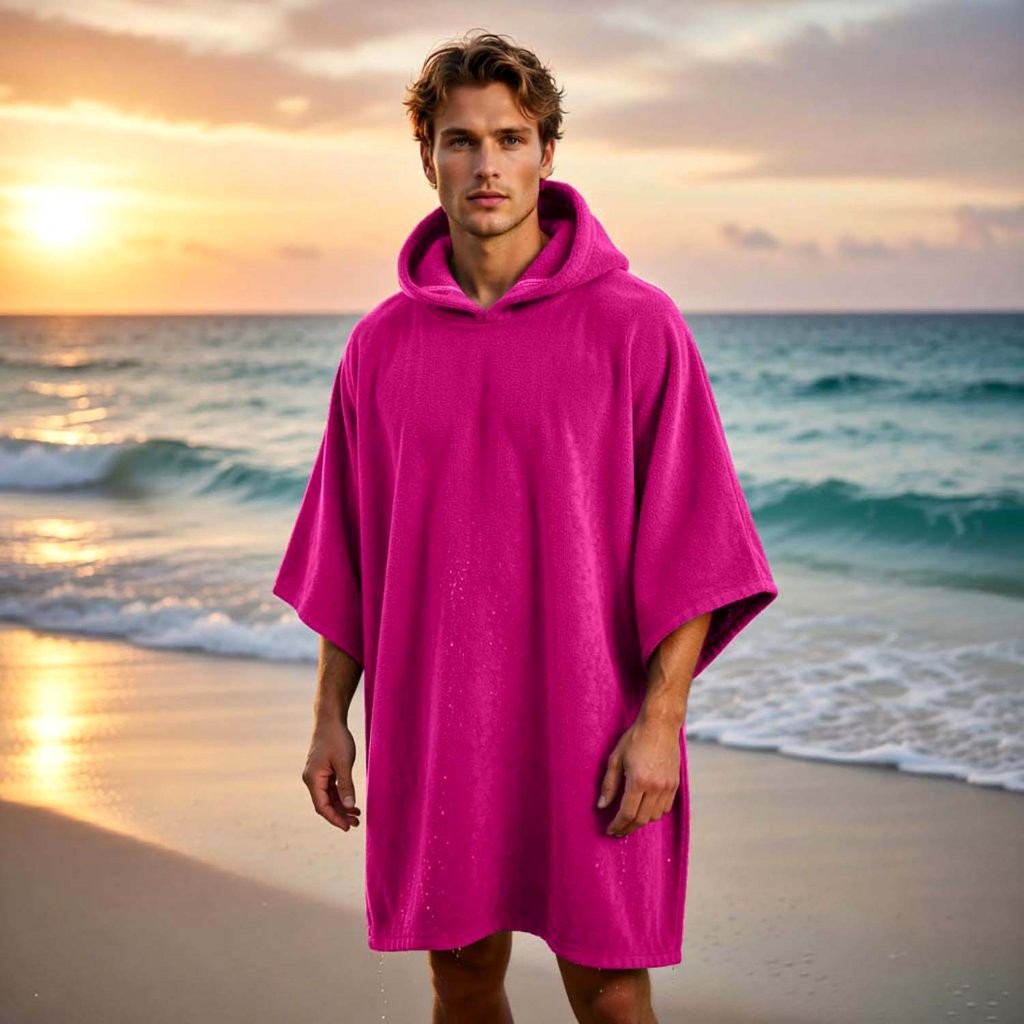 New Solid Colour Beach Poncho Towel – Sand Free Hooded Changing Robe - Image 29