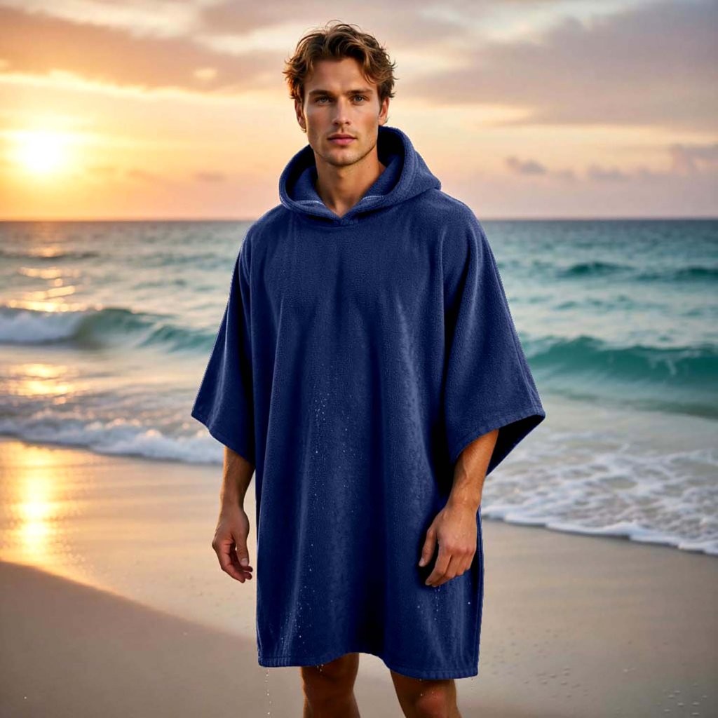 New Solid Colour Beach Poncho Towel – Sand Free Hooded Changing Robe - Image 32
