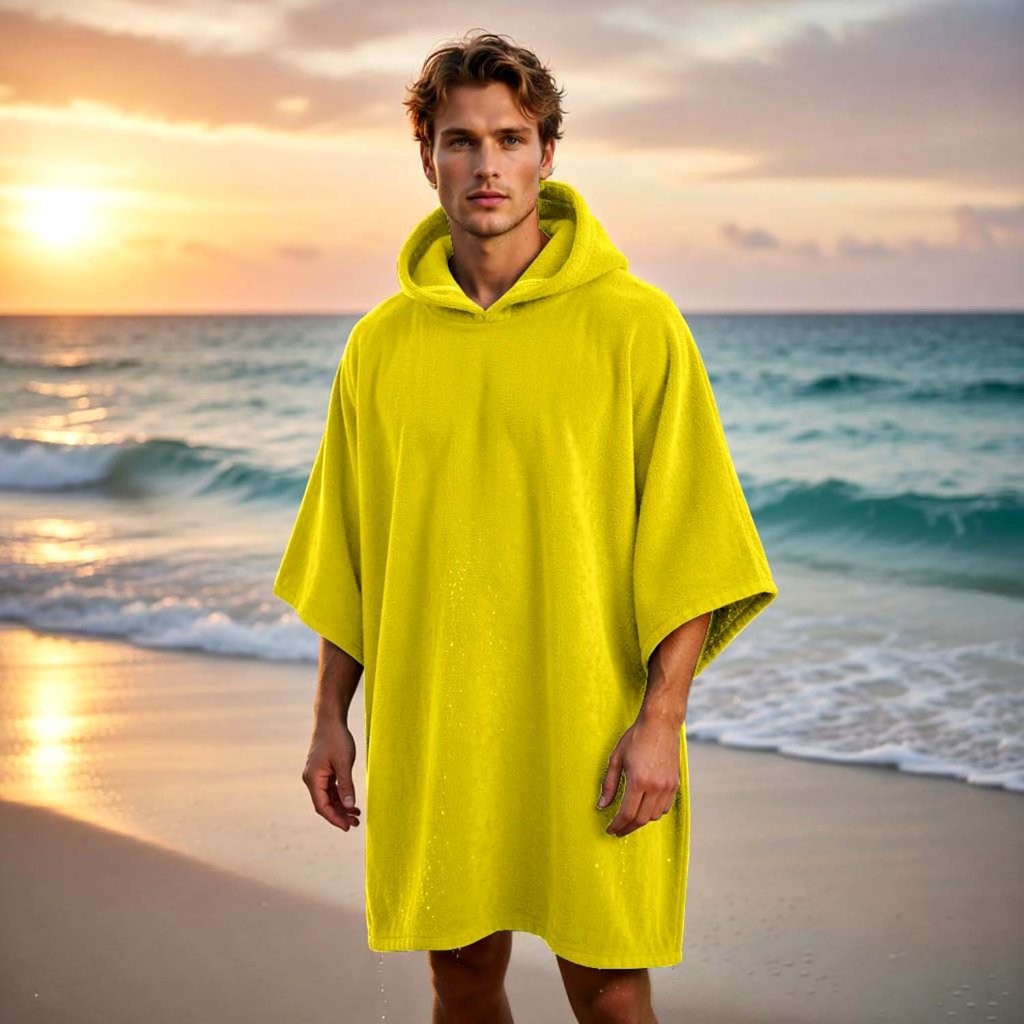 New Solid Colour Beach Poncho Towel – Sand Free Hooded Changing Robe - Image 36