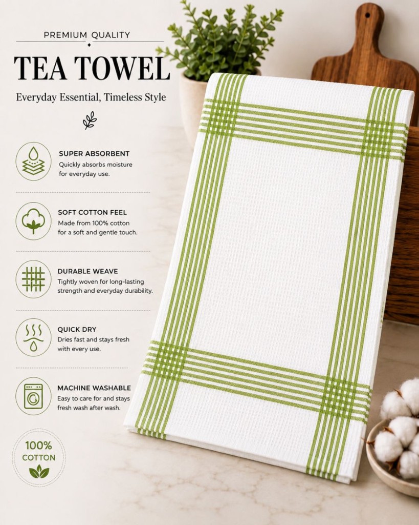 Waffle Tea Towels 2 Pack – 100% Cotton, Soft & Absorbent Kitchen Towels 50x70cm - Image 12