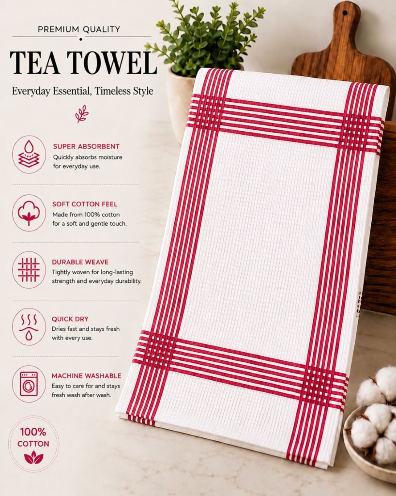 Waffle Tea Towels 2 Pack – 100% Cotton, Soft & Absorbent Kitchen Towels 50x70cm - Image 27