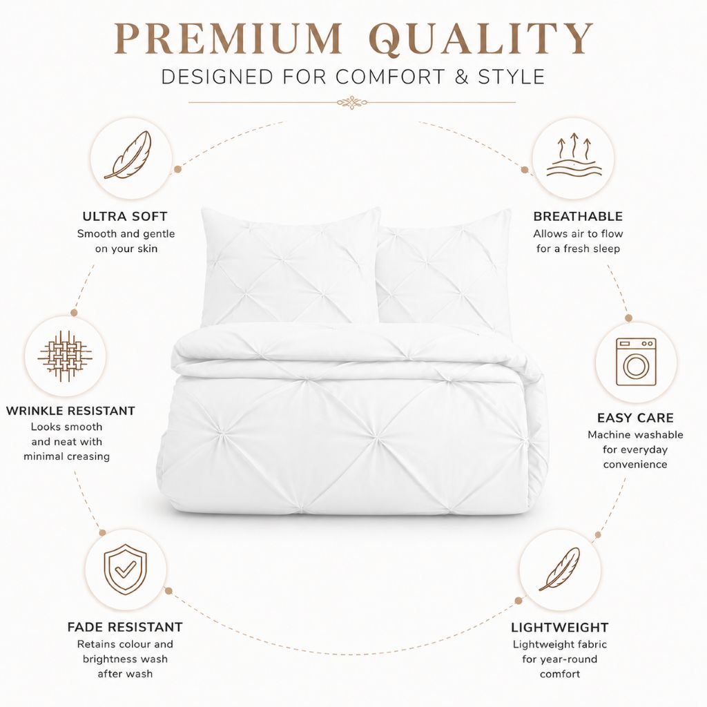 Alexander Pintuck Duvet Cover Set – Super Soft Brushed Microfibre Bedding with Pillowcases - Image 6