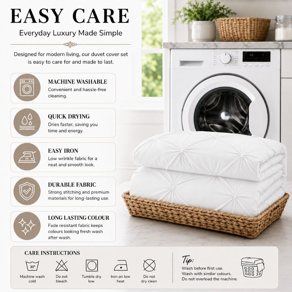 Alexander Pintuck Duvet Cover Set – Super Soft Brushed Microfibre Bedding with Pillowcases - Image 7