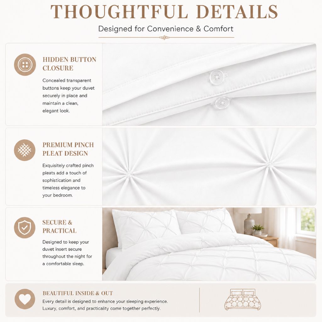 Alexander Pintuck Duvet Cover Set – Super Soft Brushed Microfibre Bedding with Pillowcases - Image 9
