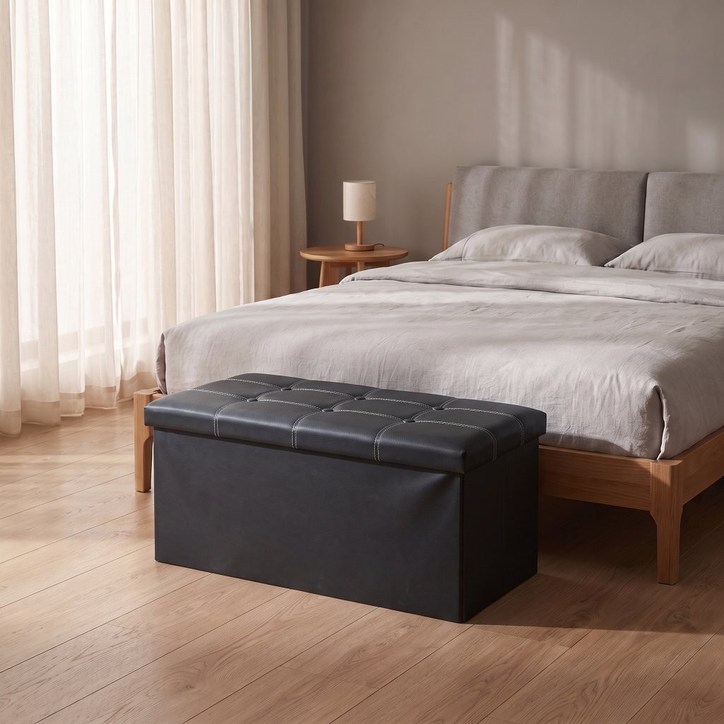 Harper Leather Storage Ottoman – Multipurpose Foot Stool & Toy Box - Image 3