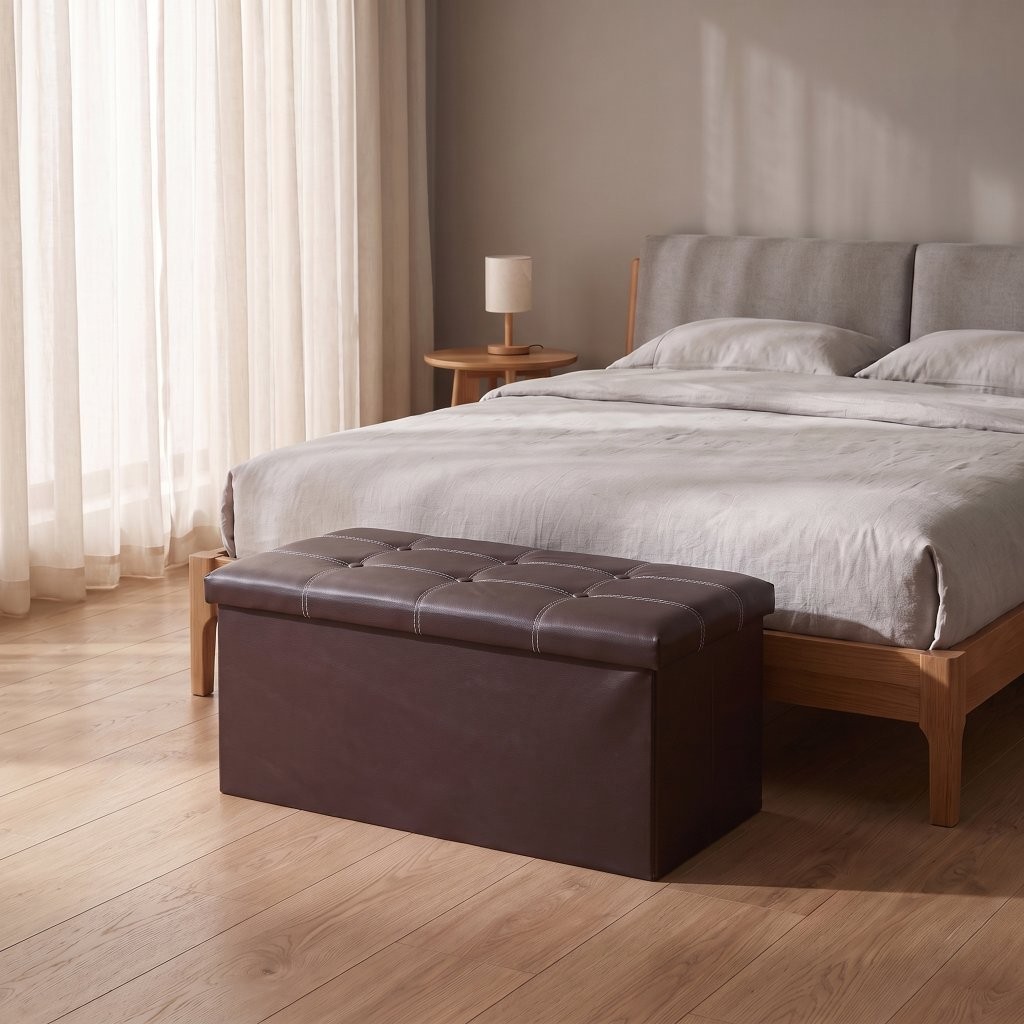 Harper Leather Storage Ottoman – Multipurpose Foot Stool & Toy Box - Image 4