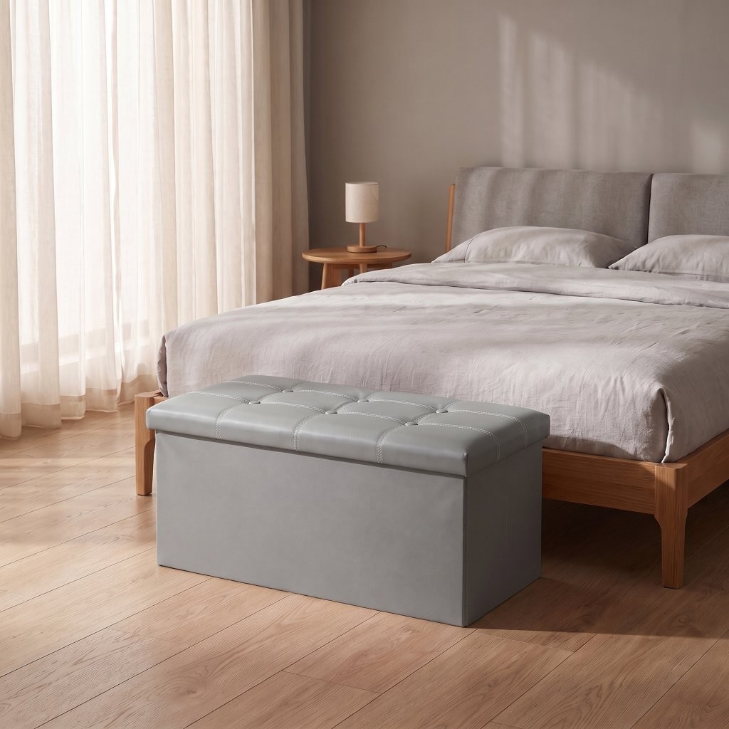 Harper Leather Storage Ottoman – Multipurpose Foot Stool & Toy Box - Image 6