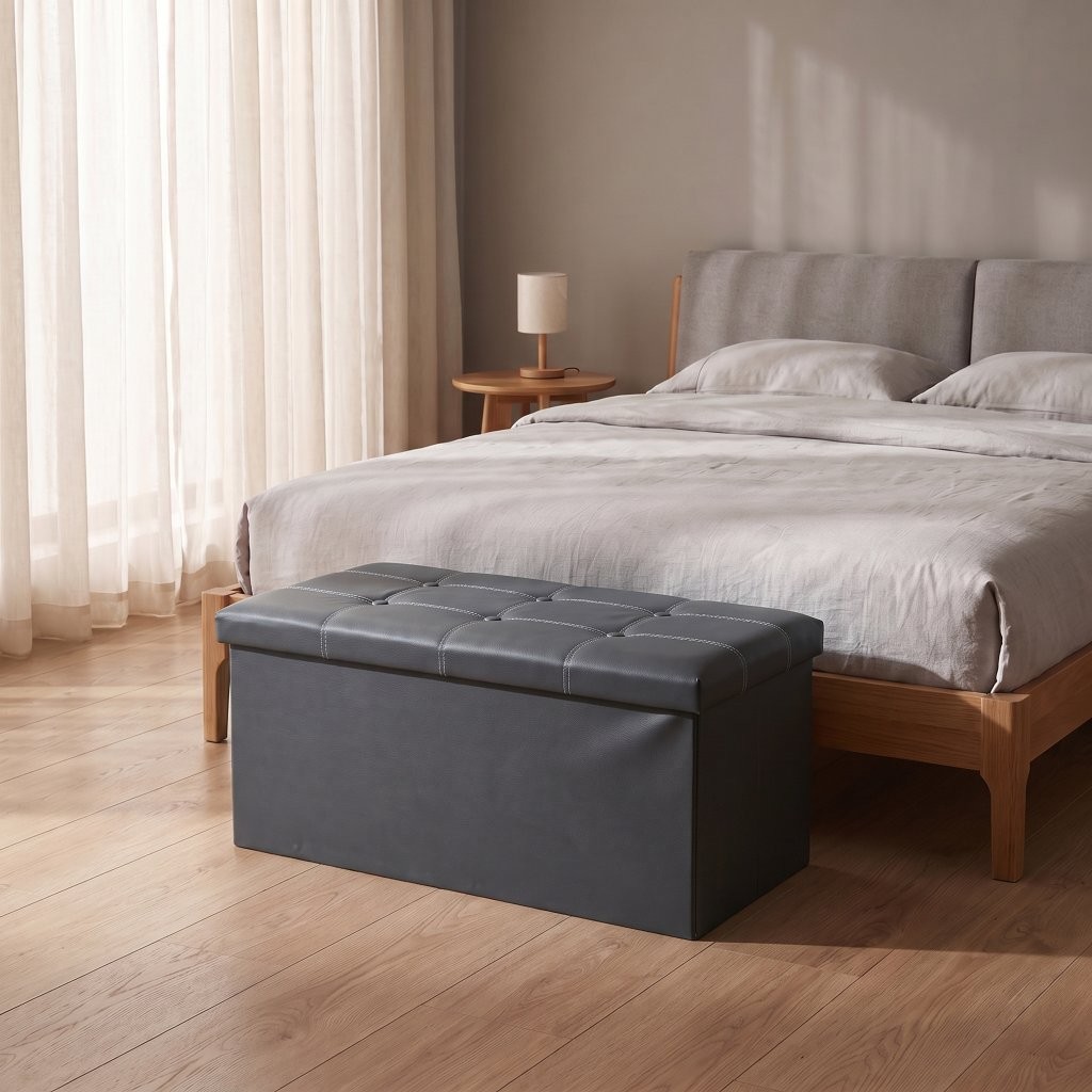 Harper Leather Storage Ottoman – Multipurpose Foot Stool & Toy Box - Image 7