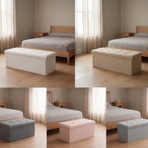 Mira Bouclé Ottoman Storage Box – Multipurpose Seat, Foot Stool, Toy Box & Home Organizer