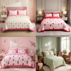 MXM Fun Designs Scallop Frill Duvet Cover Set – Super Soft Microfibre Bedding with Pillowcases