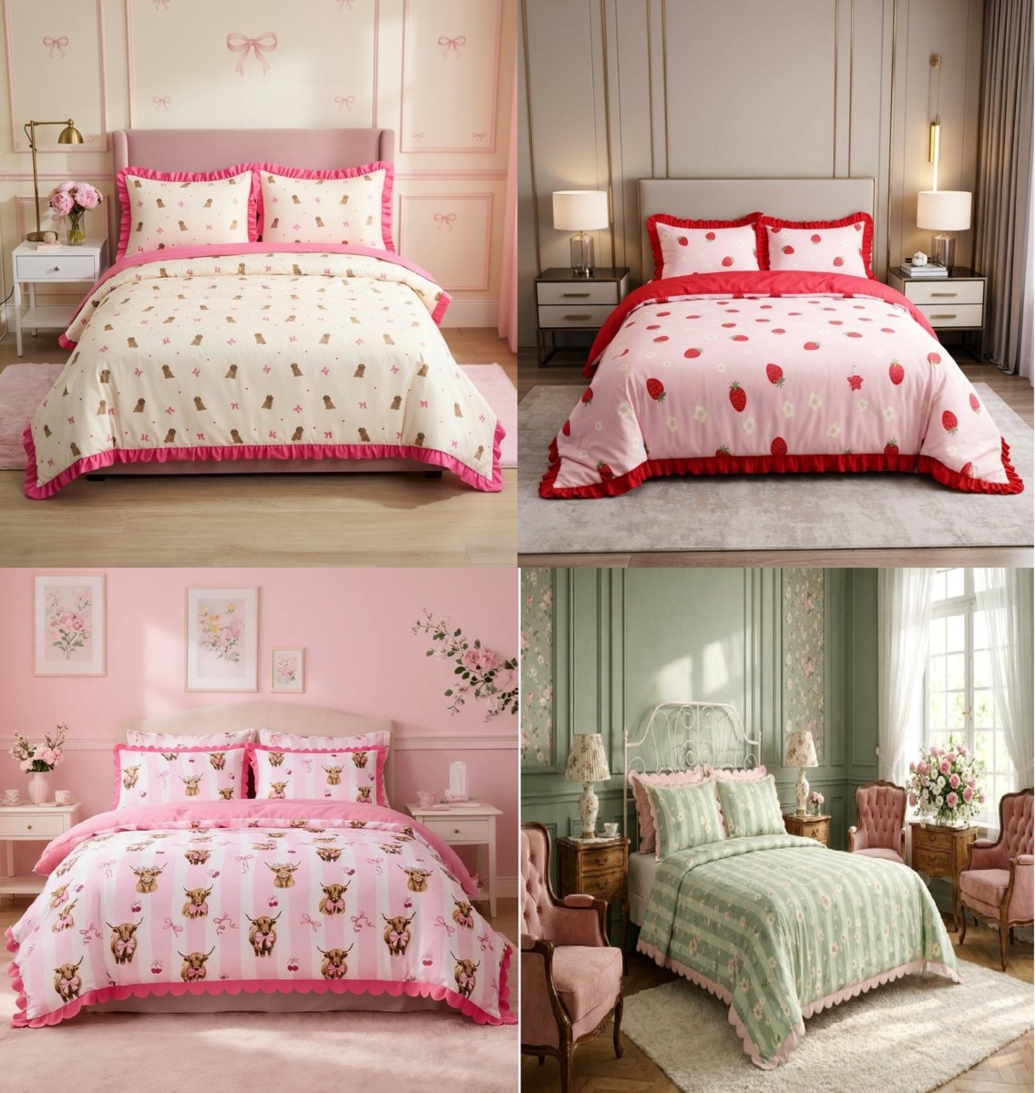 MXM Fun Designs Scallop Frill Duvet Cover Set – Super Soft Microfibre Bedding with Pillowcases