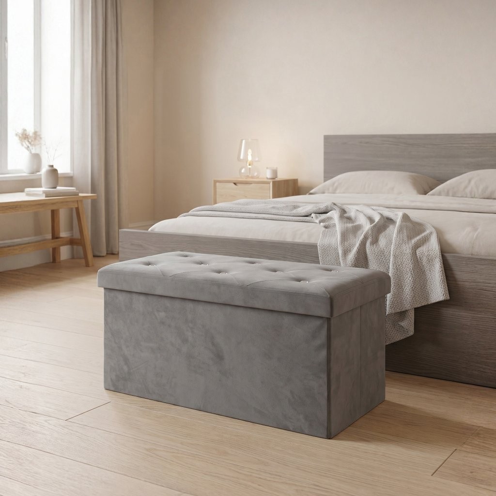 Alfredo Diamond Storage Box Ottoman – Multipurpose Seat, Foot Stool, Toy Box & Home Organizer - Image 3