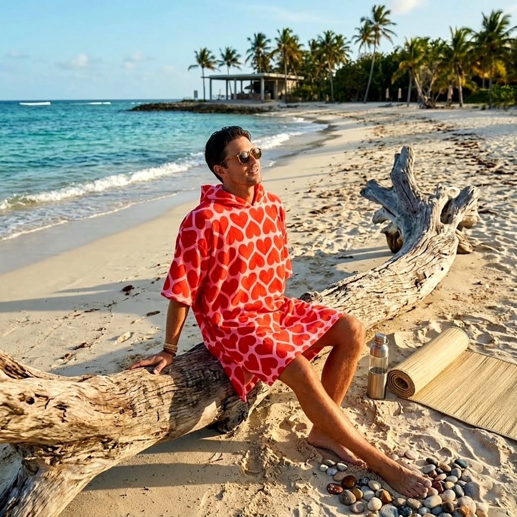 Printed Adult Beach Poncho Towel – Sand Free Hooded Changing Robe, Quick Dry Swim Cover Up - Image 9
