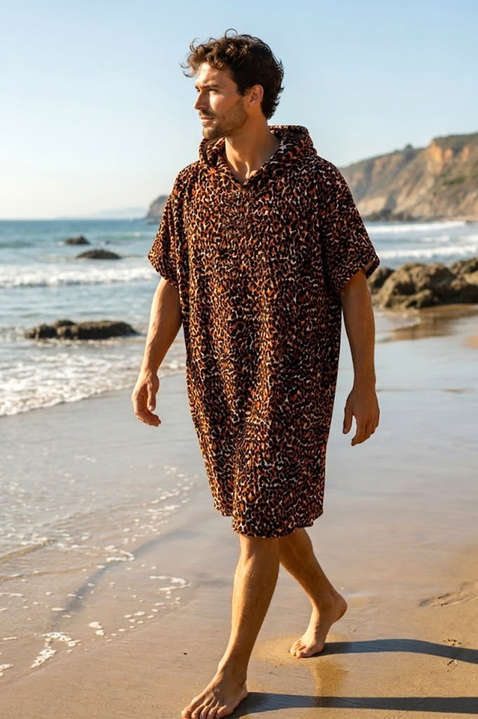 Printed Adult Beach Poncho Towel – Sand Free Hooded Changing Robe, Quick Dry Swim Cover Up - Image 12