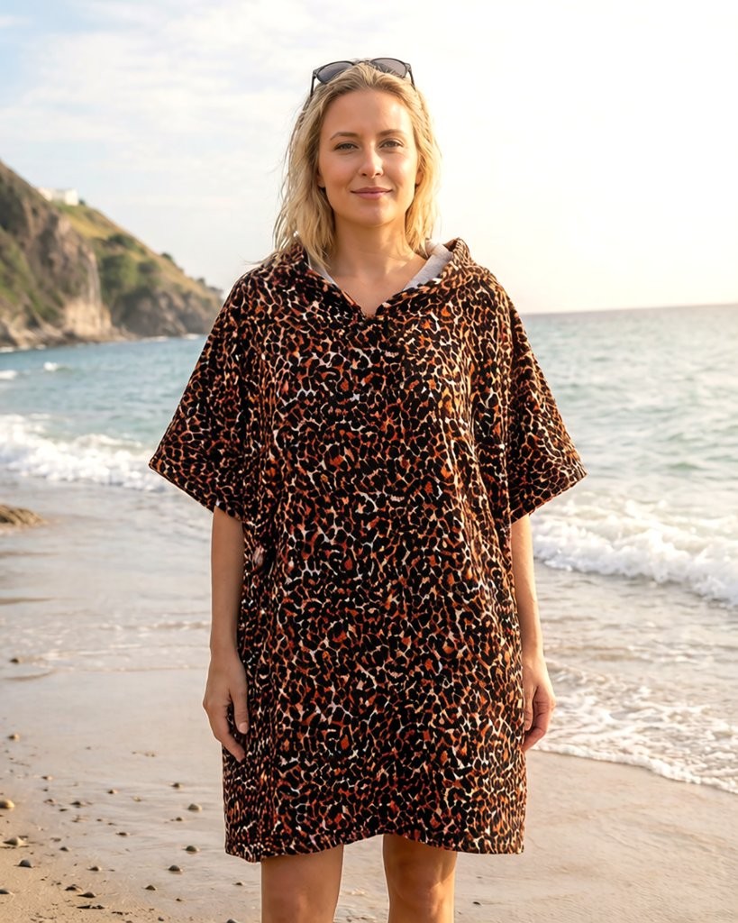 Printed Adult Beach Poncho Towel – Sand Free Hooded Changing Robe, Quick Dry Swim Cover Up - Image 13