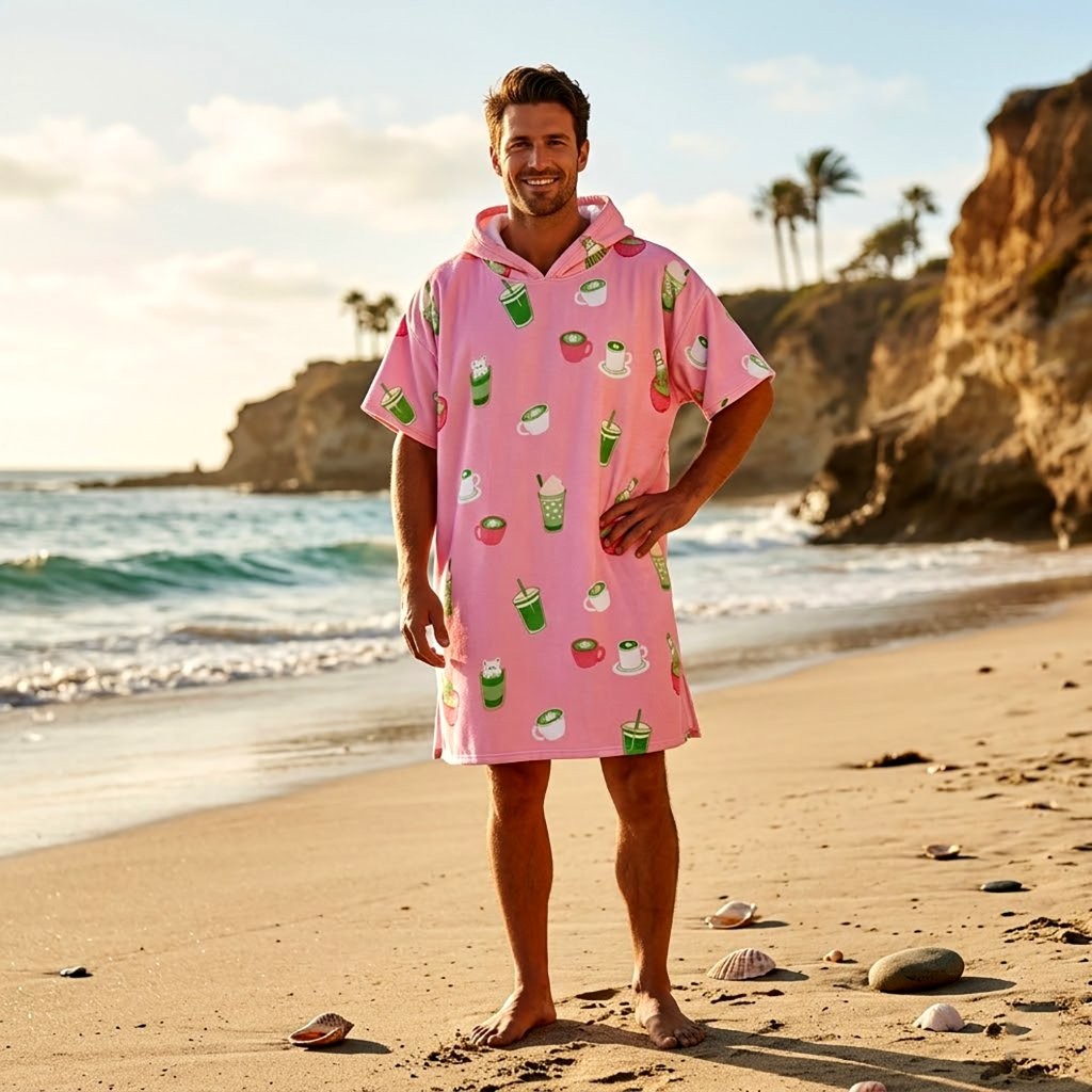 Printed Adult Beach Poncho Towel – Sand Free Hooded Changing Robe, Quick Dry Swim Cover Up - Image 15