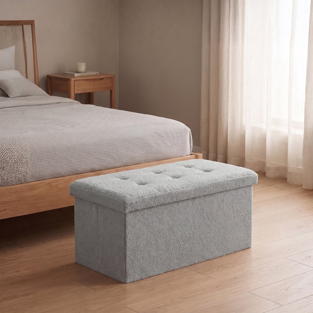 Mira Bouclé Ottoman Storage Box – Multipurpose Seat, Foot Stool, Toy Box & Home Organizer - Image 6