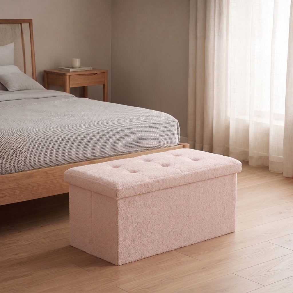 Mira Bouclé Ottoman Storage Box – Multipurpose Seat, Foot Stool, Toy Box & Home Organizer - Image 9