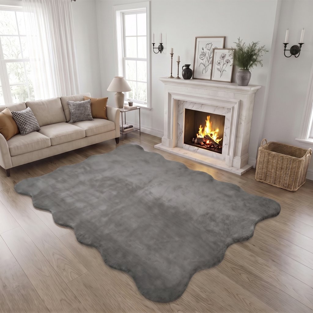 Scallop Rug Soft Non-Slip Bedroom & Living Room Floor Mat, Modern Area Rug - Image 2