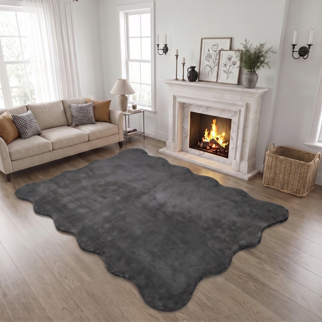 Scallop Rug Soft Non-Slip Bedroom & Living Room Floor Mat, Modern Area Rug - Image 3