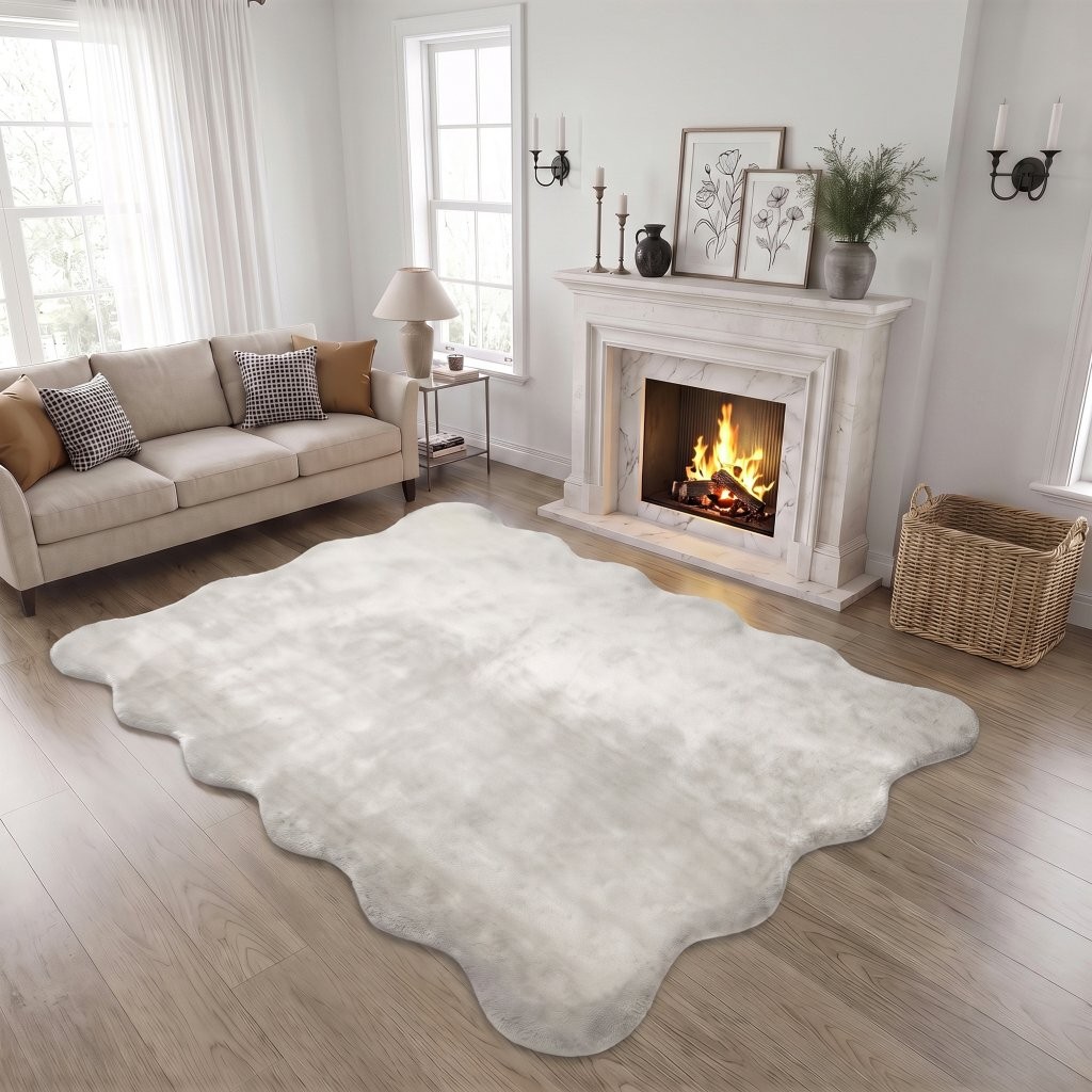 Scallop Rug Soft Non-Slip Bedroom & Living Room Floor Mat, Modern Area Rug - Image 6