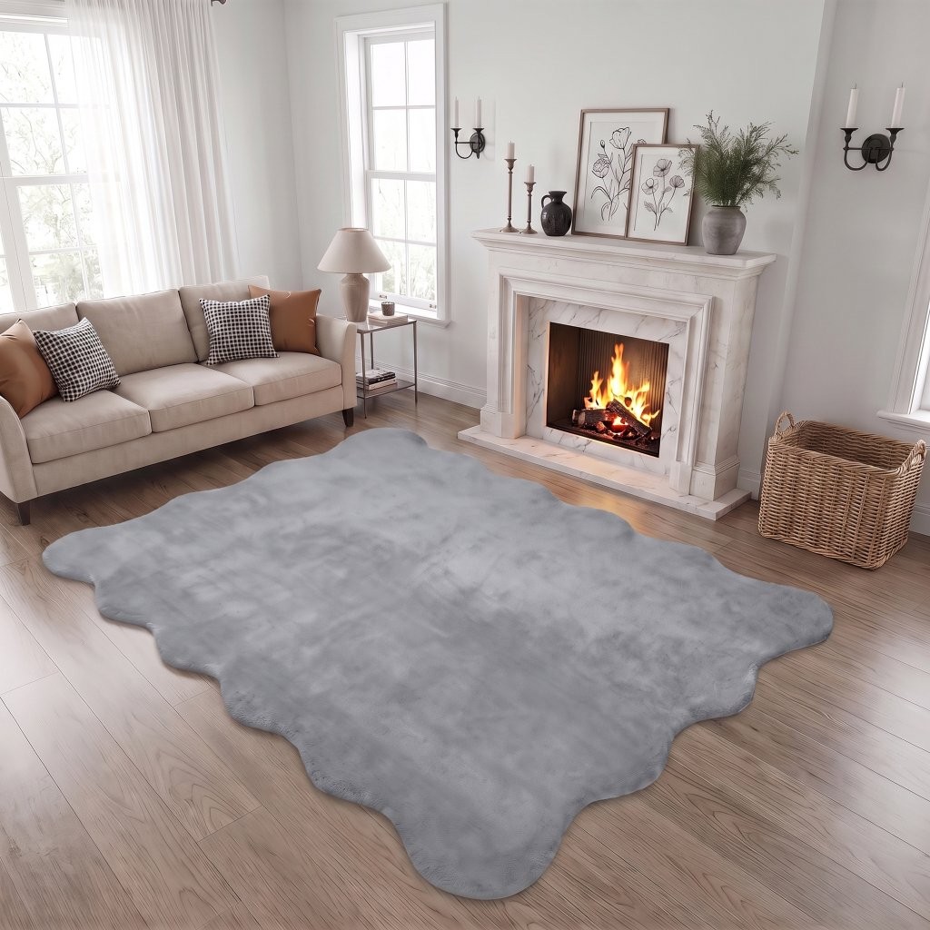 Scallop Rug Soft Non-Slip Bedroom & Living Room Floor Mat, Modern Area Rug - Image 4