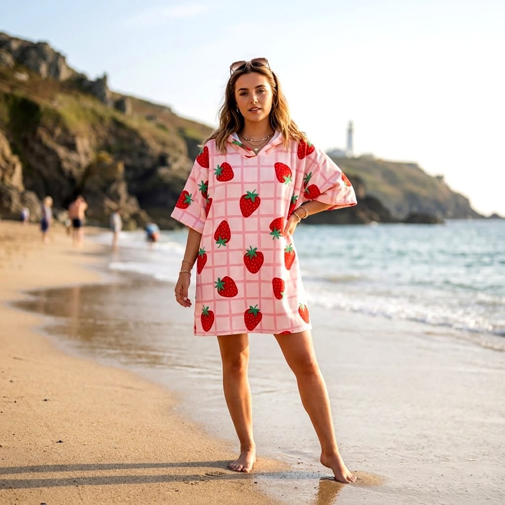 Printed Adult Beach Poncho Towel – Sand Free Hooded Changing Robe, Quick Dry Swim Cover Up - Image 19