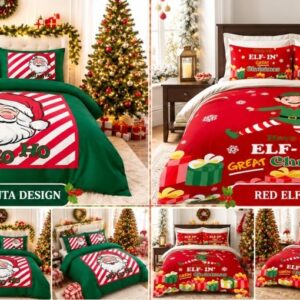 Christmas Panel Duvet Cover with Pillowcases – Festive Xmas Microfibre Bedding Set