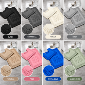 Katerina Greek Memory Foam Bath Mat Set – 2 Piece Soft Absorbent Non-Slip Bathroom Rugs