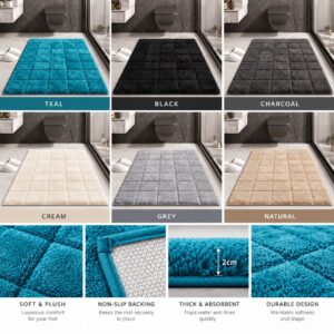 2 Piece Bath Mat Set – Soft Water Absorbent Non-Slip Bathroom & Toilet Floor Rugs