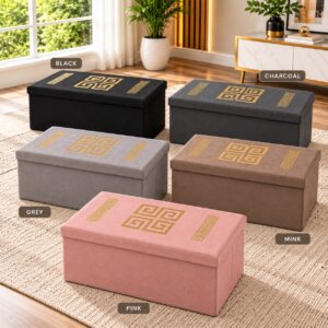 Nori Gold Storage Box Ottoman Multipurpose Footstool Toy Box Storage Seat